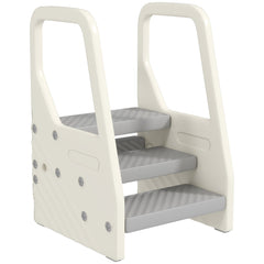 AIYAPLAY Adjustable 3 Step Toddler Tower with Handles, Non-slip Surface and Foot Pads, Grey