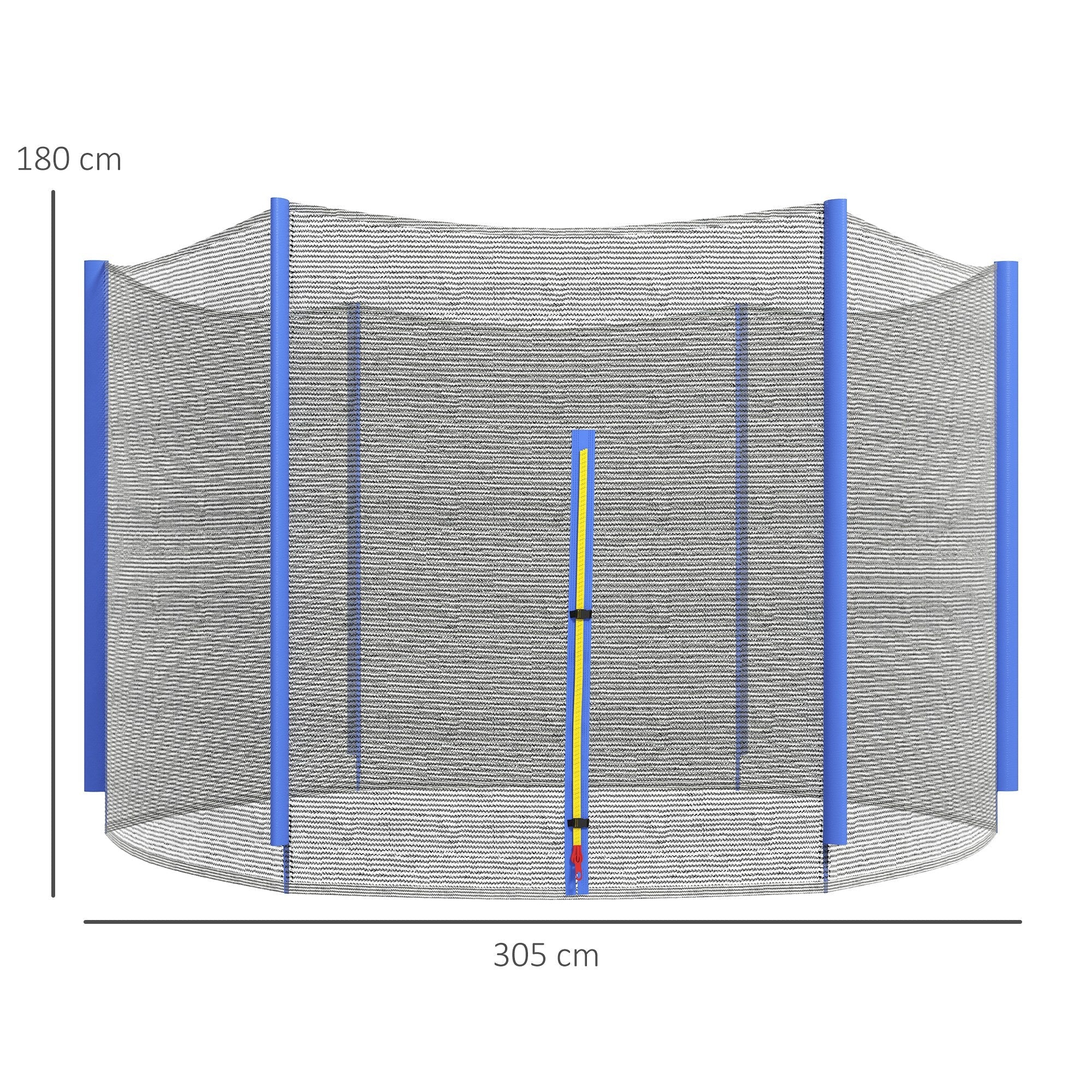 SPORTNOW 10ft Trampoline Net Replacement with 6 Plastic Pole Covers, Weather-Resistant Trampoline Netting Replacement with Zipped Entrance, Poles Not Included, Blue