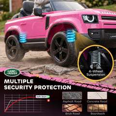 AIYAPLAY Land Rover Licensed 12V Kids Ride on Car with Remote, Suspension, Slow Start, 3 Speeds, Lights, Music, Horn, Pink