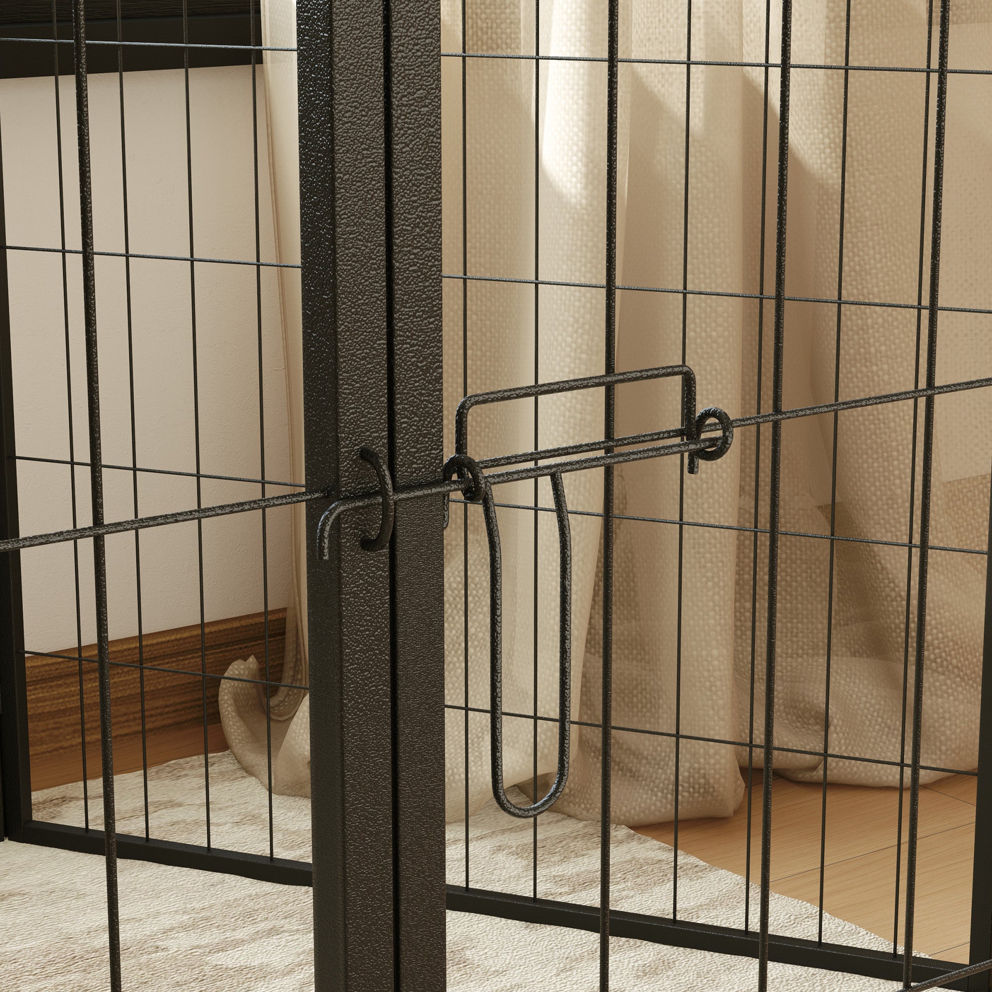 PawHut 6 Panels Dog Playpen, Portable Detachable Puppy Pen with Door, for Large Dogs, 100cm High, Grey