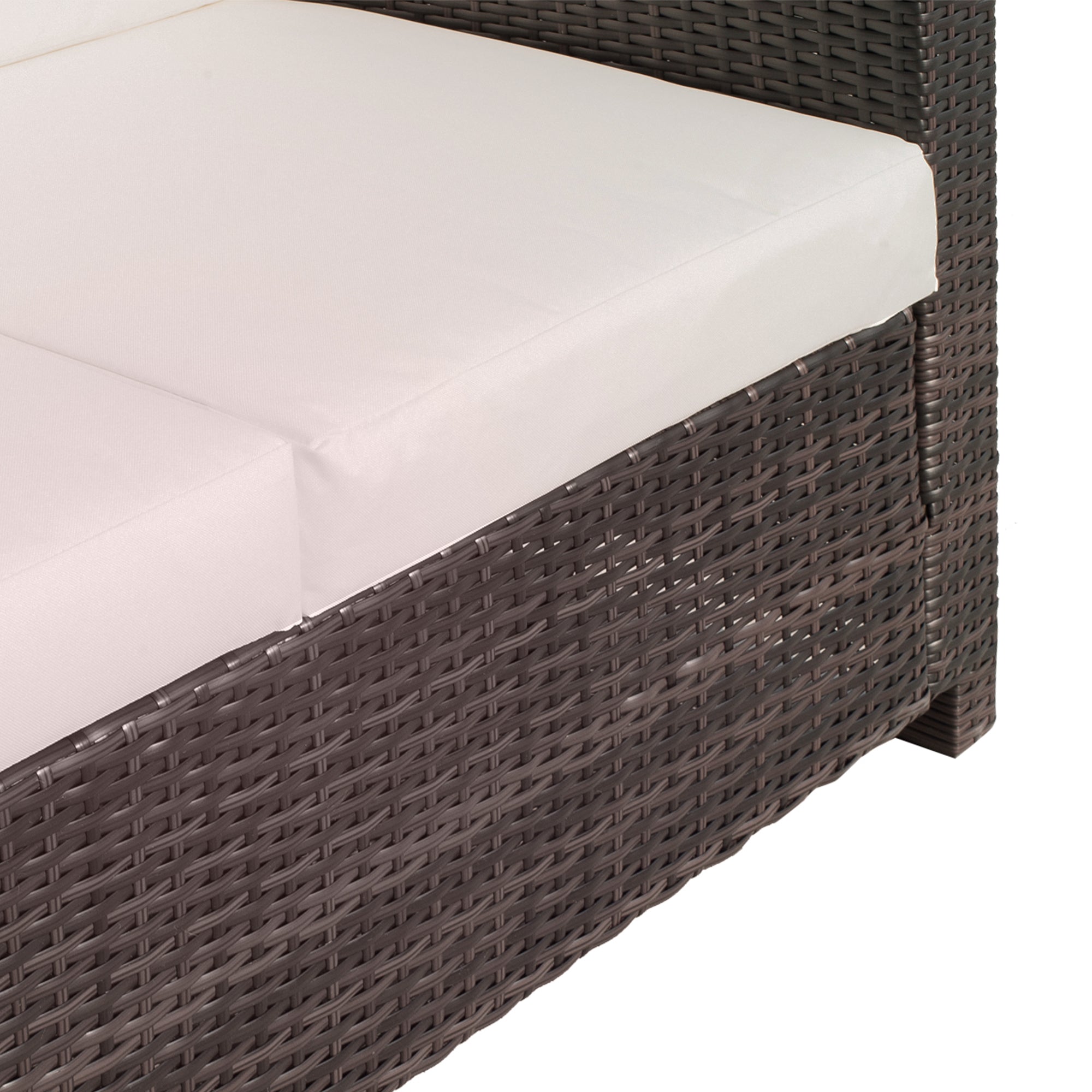 Outsunny Rattan Sofa, 2 Seater Garden Furniture with Soft Padded Cushion and Armrests, Wicker Garden Loveseat for Patio, Mixed Brown