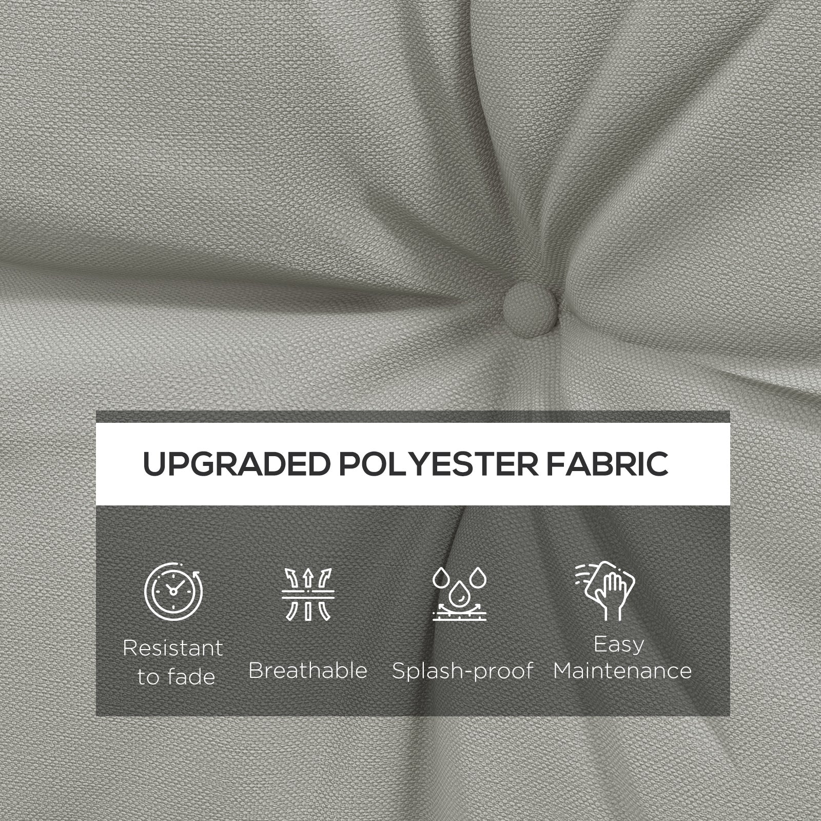 Outsunny 2-Piece Seat Cushions Back Pillows Replacement, Patio Chair Cushions Set for Indoor Outdoor, Light Grey