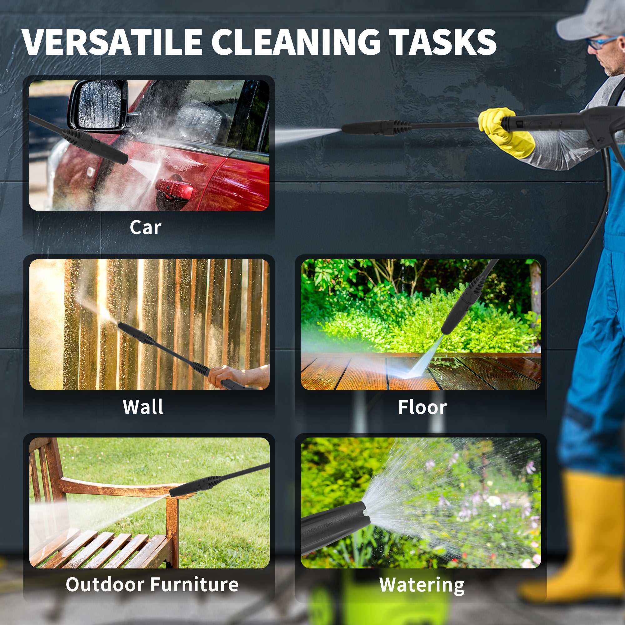 Outsunny 1800W High√Ç Pressure√Ç Washer, 150 Bar Pressure, 420 L/h Flow, Portable Power Washer Jet Wash Cleaner with Adjustable Nozzle, 6M Hose, Hose Reel, Steel Handle for Home Patio Car Driveway, Green