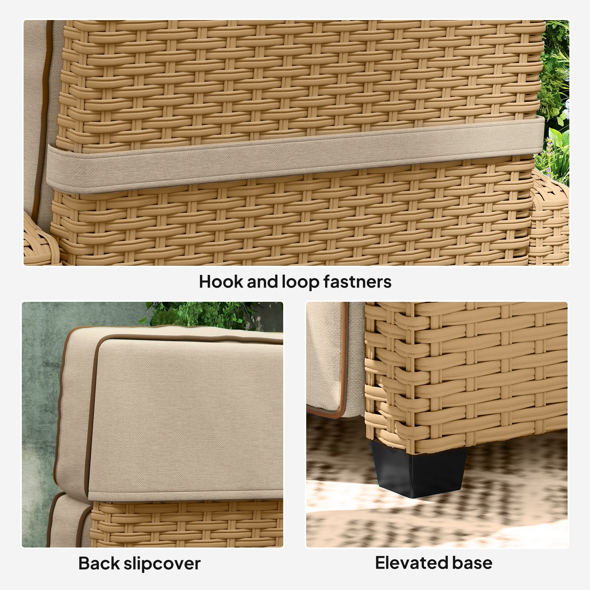 Outsunny 145√Ç¬∞ Reclining Rattan Armchair, with Footrest - Khaki/Beige