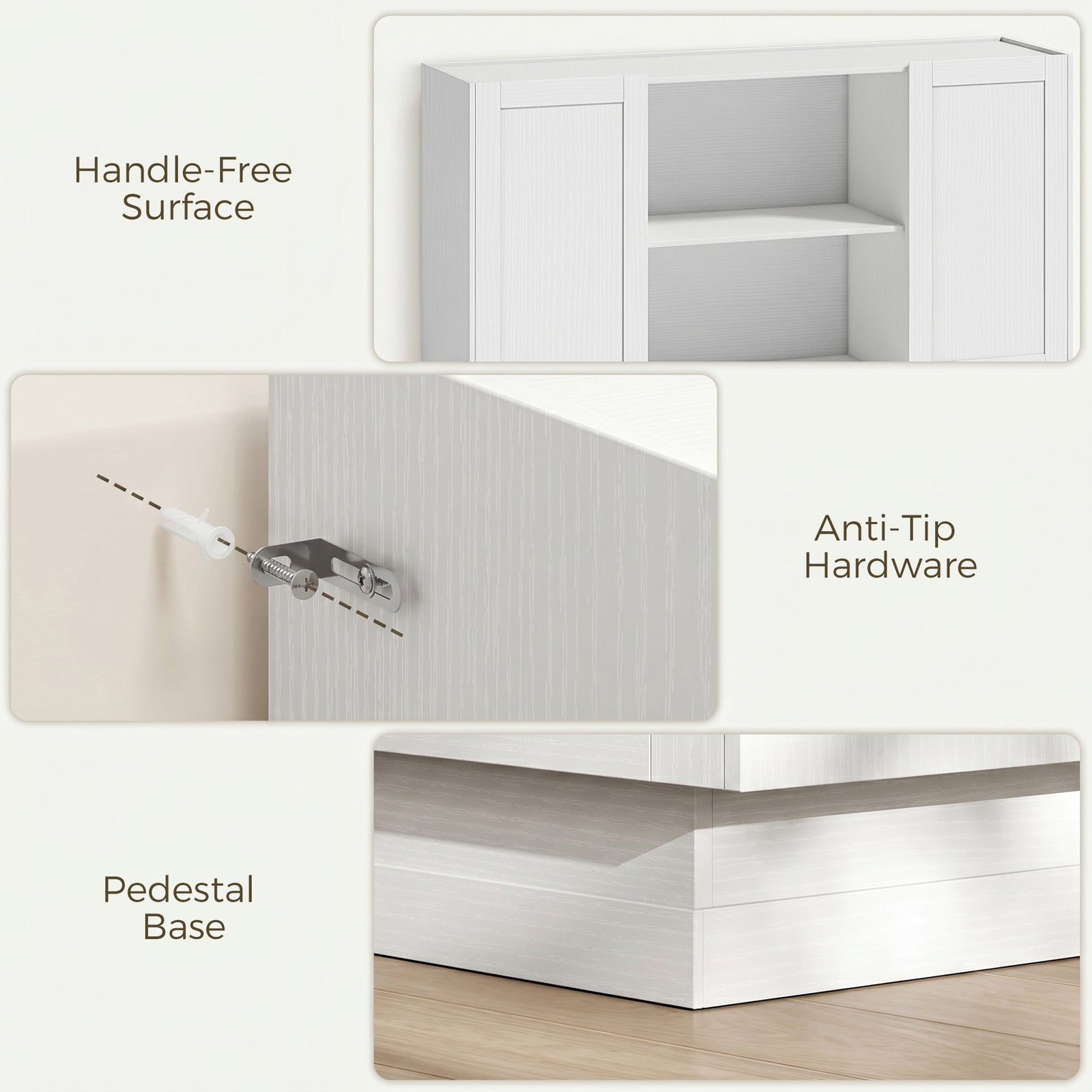 HOMCOM Sideboard Buffet Cabinet, 133 cm Storage Cabinet with 2 Open Shelves, 2 Cupboards and Soft Close Doors, White