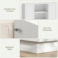 HOMCOM Sideboard Buffet Cabinet, 133 cm Storage Cabinet with 2 Open Shelves, 2 Cupboards and Soft Close Doors, White