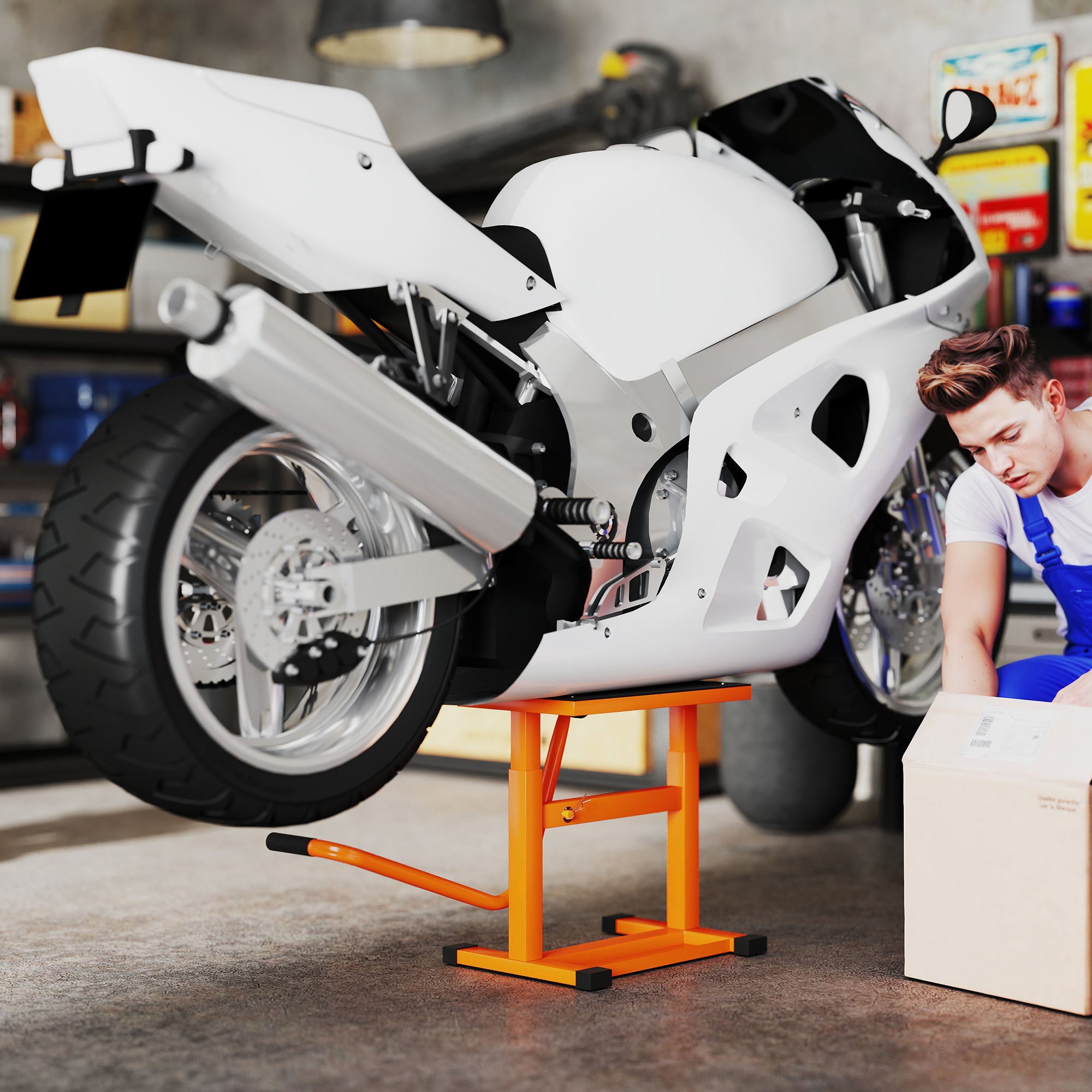 DURHAND Steel Motorbike Jack Lift, 27.5 / 39.5 H cm - Orange