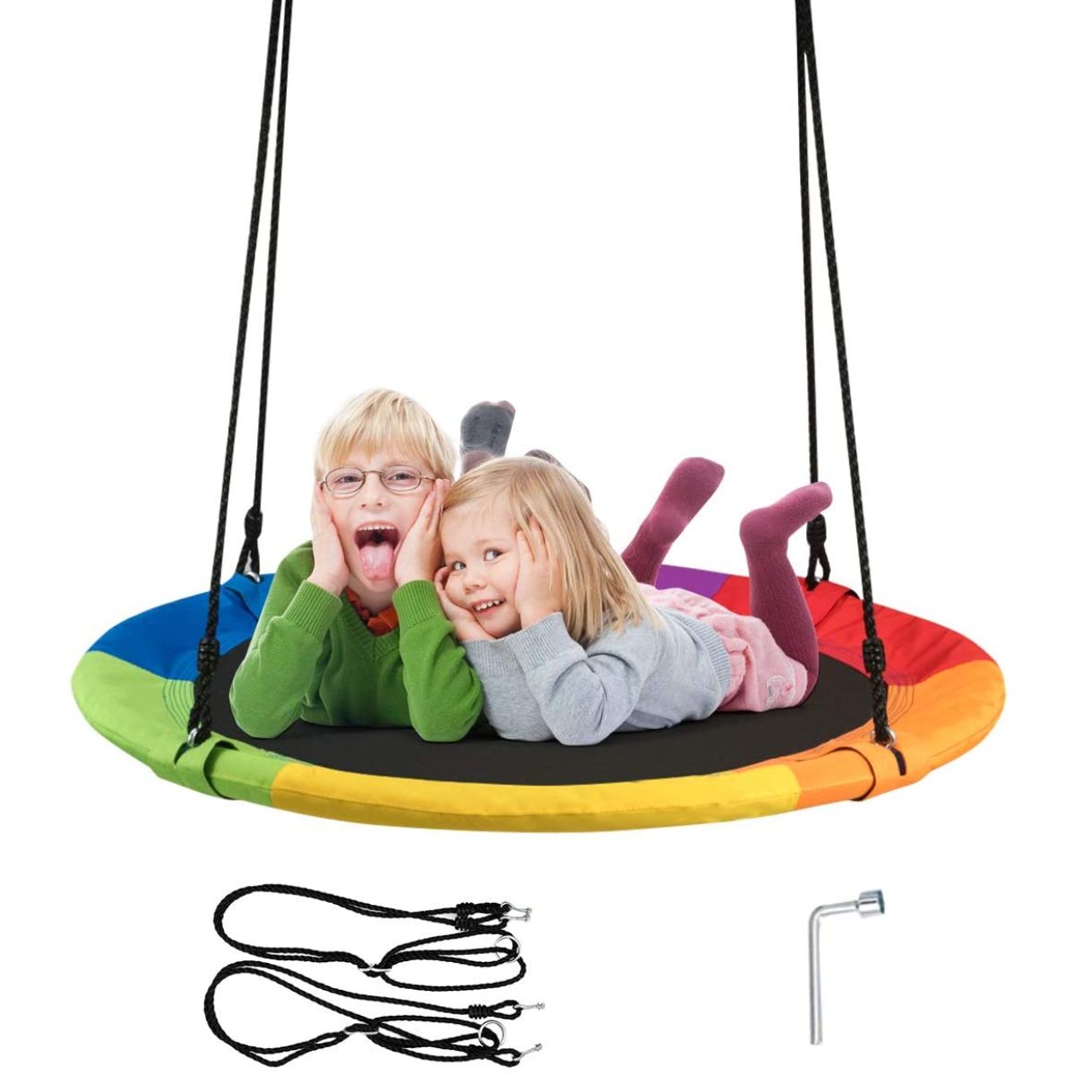 Child's Multi-Coloured Swing with Adjustable Height
