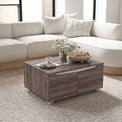 Farmhouse Coffee Table with Storage Center Table with 4 Doors and 2-Way Opening-Brown