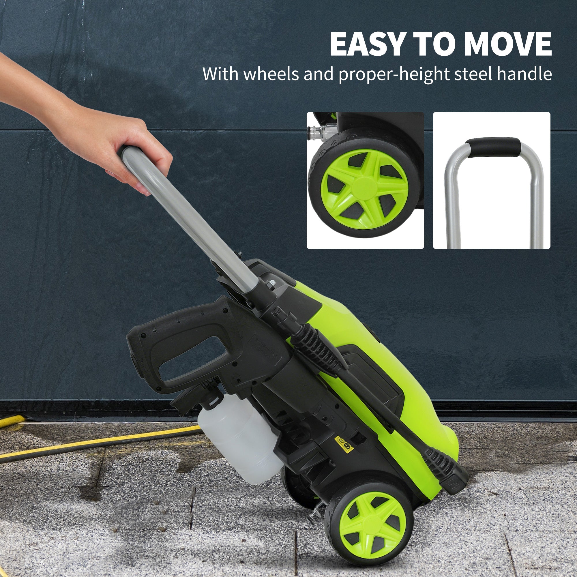Outsunny 1800W 150-Bar Pressure Washer, with Adjustable Nozzle - Green