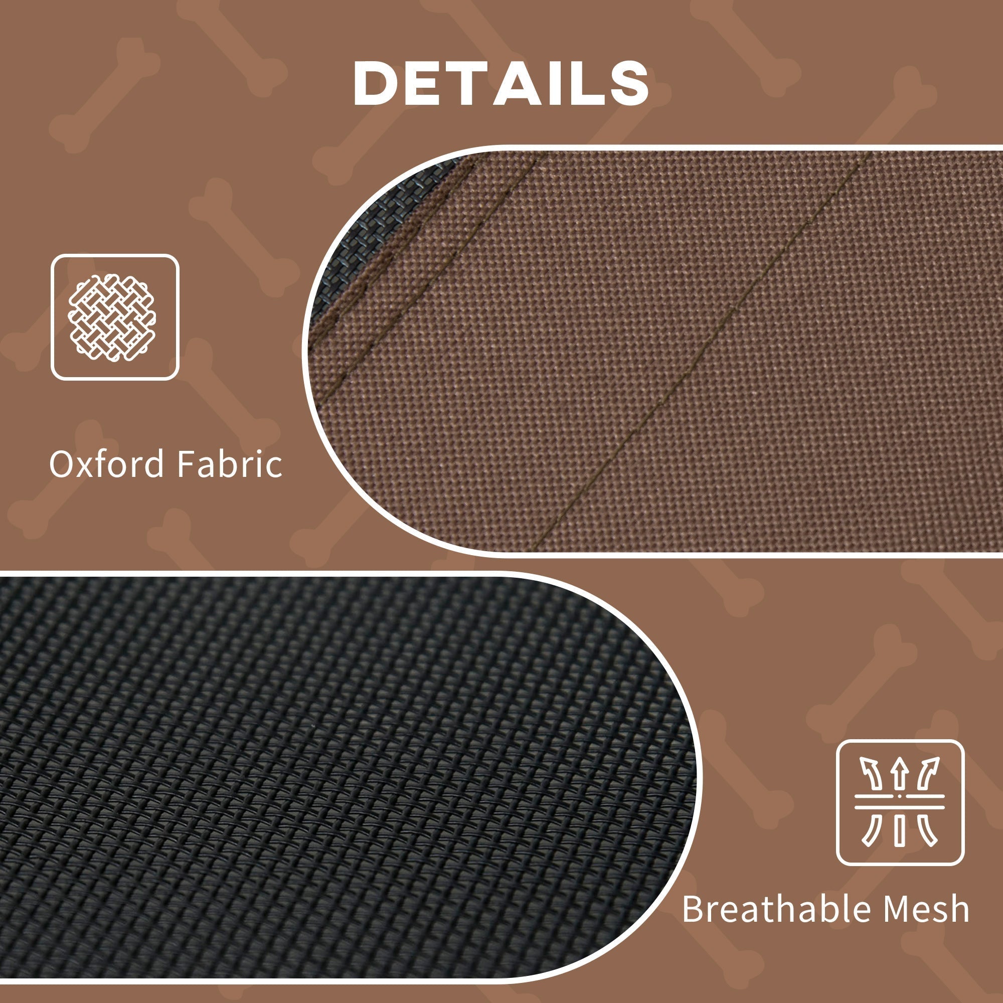 PawHut Outdoor Dog Bed with Removable Canopy, Portable Raised Dog Bed for Camping, Garden & Beach, Water-Resistant UV-Protection Mesh Pet Cot Sun Lounger, for XL Pets, 122 x 92 x 108 cm, Brown