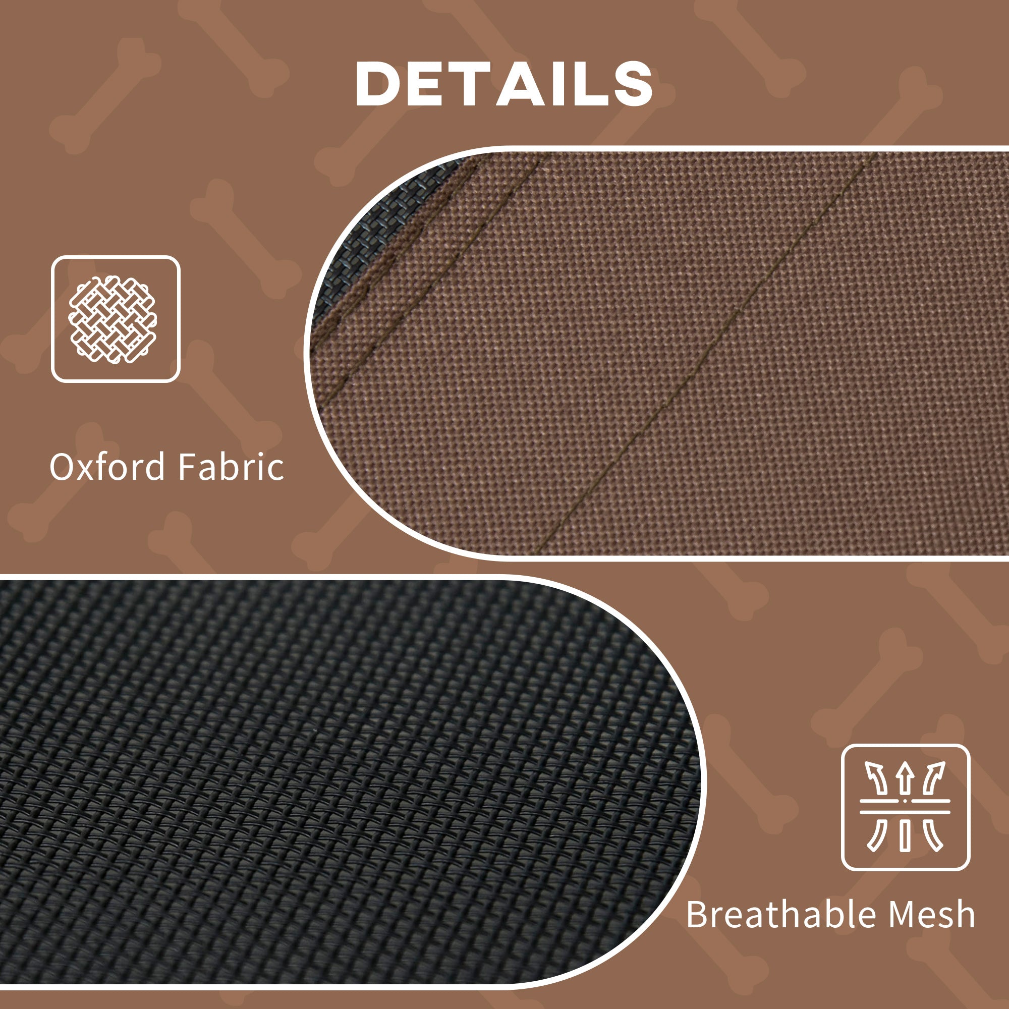 PawHut Raised Dog Bed Waterproof Elevated Pet Cot with Breathable Mesh UV Protection Canopy Brown, for XL Dogs, 122 x 92 x 108cm