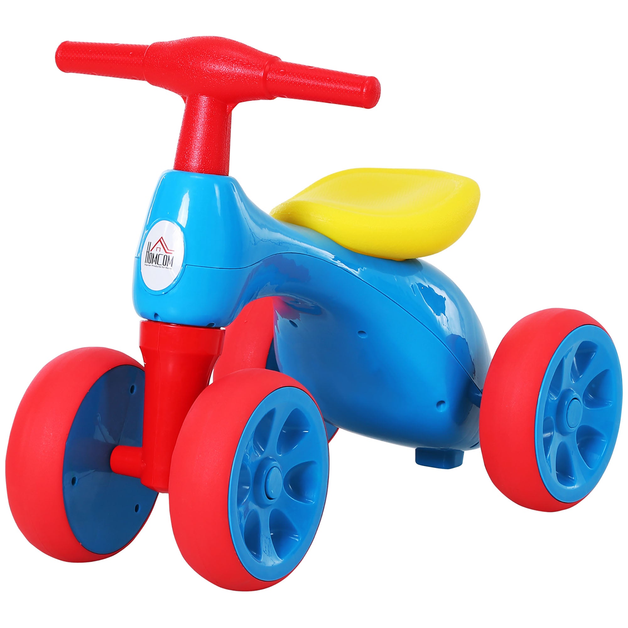 HOMCOM Baby Balance Bike Toddler Training Walker Smooth Rubber Wheels Ride on Toy Storage Bin Gift for Boys Girls Blue Red