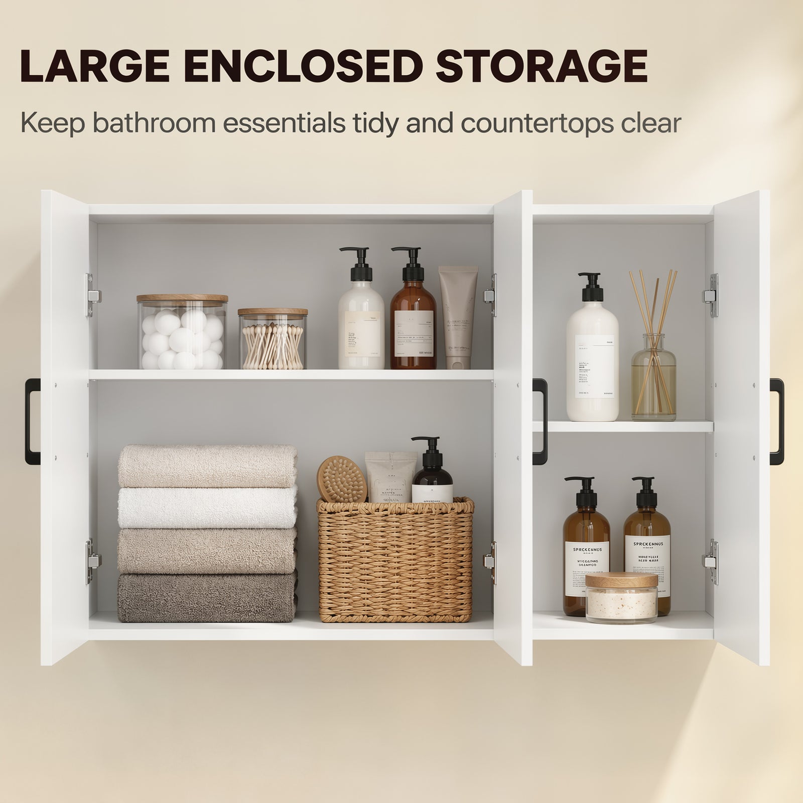 HOMCOM Bathroom Wall Cabinet, Wall Mounted Bathroom Cabinet, Over the Toilet Space Saver with Adjustable Shelves, White