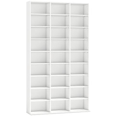 HOMCOM 835 CD/500 DVD Storage Unit, Blu-ray Media Storage Shelf with 27 Compartments and 21 Adjustable Shelves, White