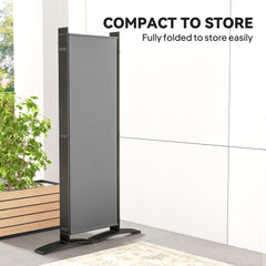 Outsunny 6 Panel Folding Room Divider, 1.7m Privacy Screen with Wide Feet, Portable Freestanding Metal Partition Separator for Office, Living Room, Bedroom, Dining Room, Dark Grey