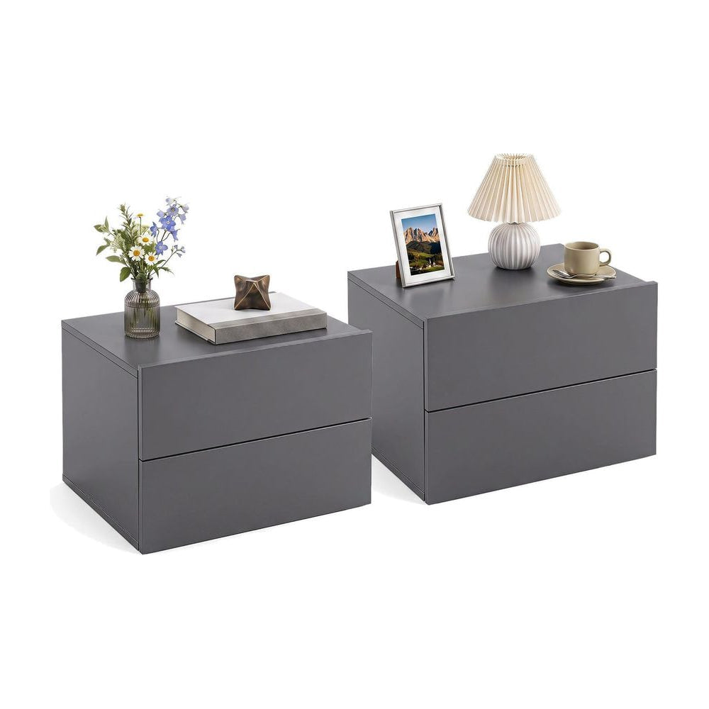 Floating Nightstand Set of 2 in Grey