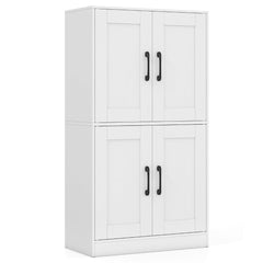 Floor Storage Cabinet with Doors and Adjustable Shelves-White