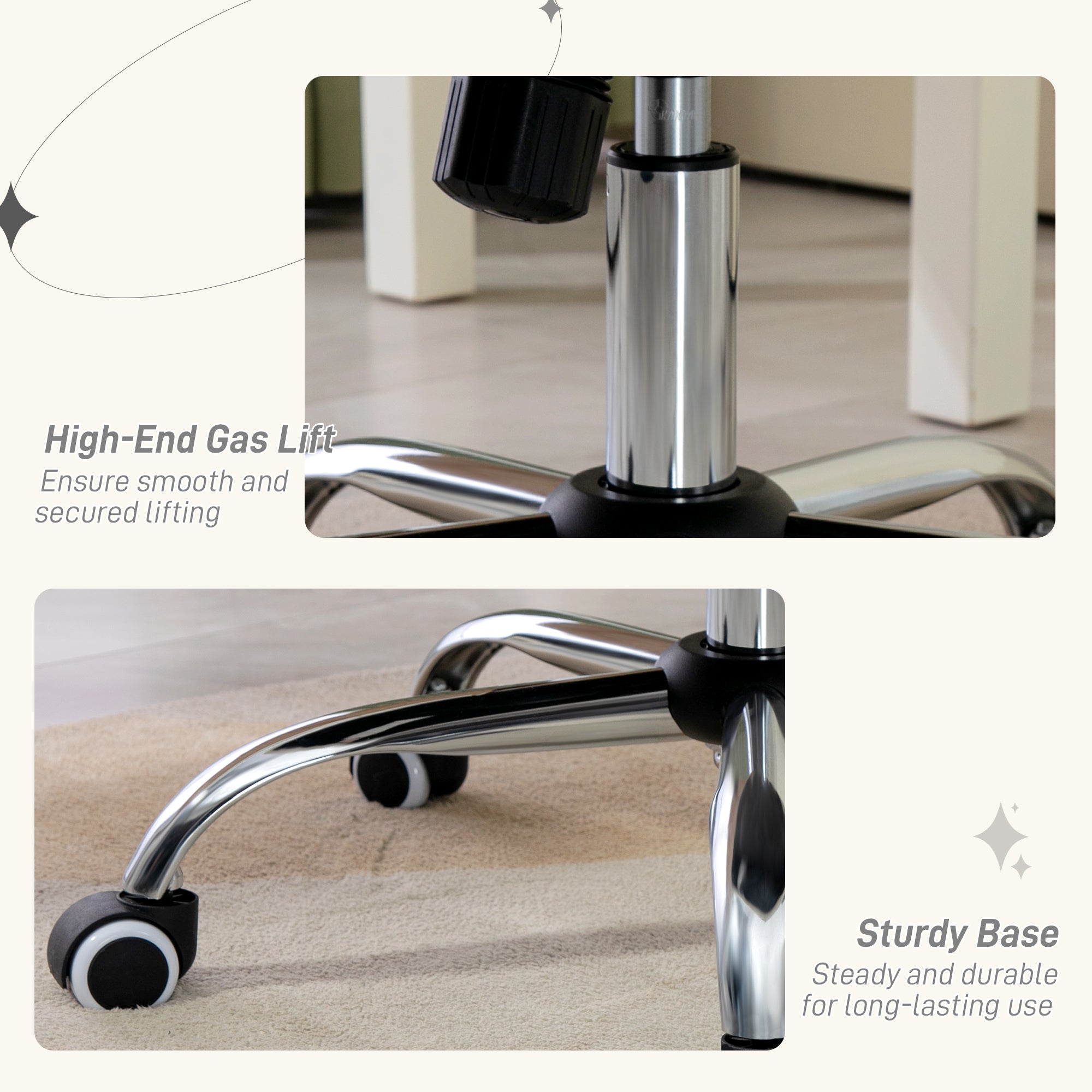 Vinsetto Velvet-Feel Work Chair, with Diamante Back - Cream