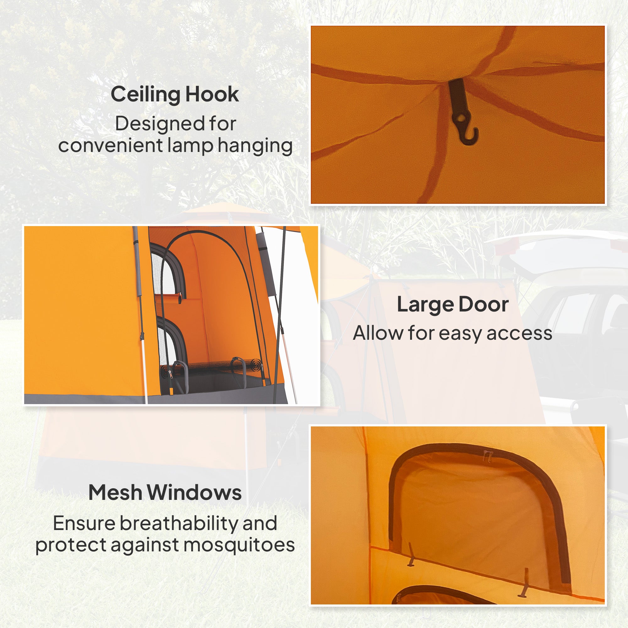 Outsunny Automatic Pop Up Camping Tent, Instant Setup 2-4 Man Tent with Mesh Windows, Waterproof & UV30+, Portable with Carry Bag for Fishing, Hiking, Backpacking, Orange