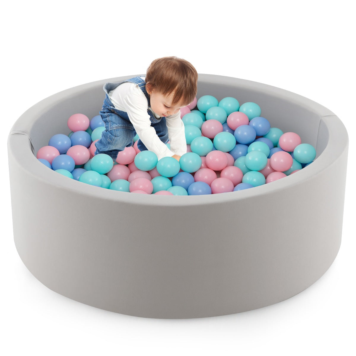 90 x 30cm Soft Round Ball Pool for Toddlers & Baby with 200 Ocean Balls and Storage Bag-Pink