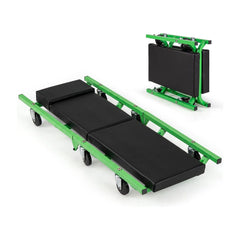 Foldable Automotive Creeper with 360° swivel wheels and thick cushion in green