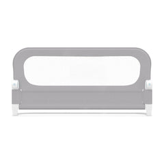 Foldable Bed Rail for Toddlers 120 Long with Removable Cover-Grey, a grey bed rail with white mesh panel