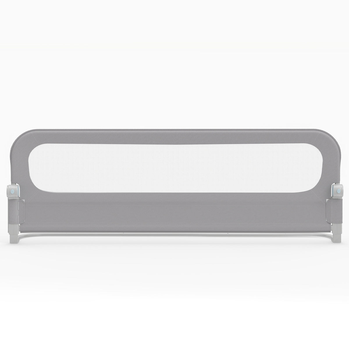 Foldable Bed Rail for Toddlers 178 Long with Removable Cover-Grey, a grey bed rail with a white mesh panel