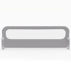 Foldable Bed Rail for Toddlers 178 Long with Removable Cover-Grey, a grey bed rail with a white mesh panel