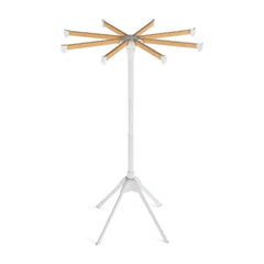 Foldable Laundry Drying Rack with 8 bamboo hanging rods and a 4-legged design