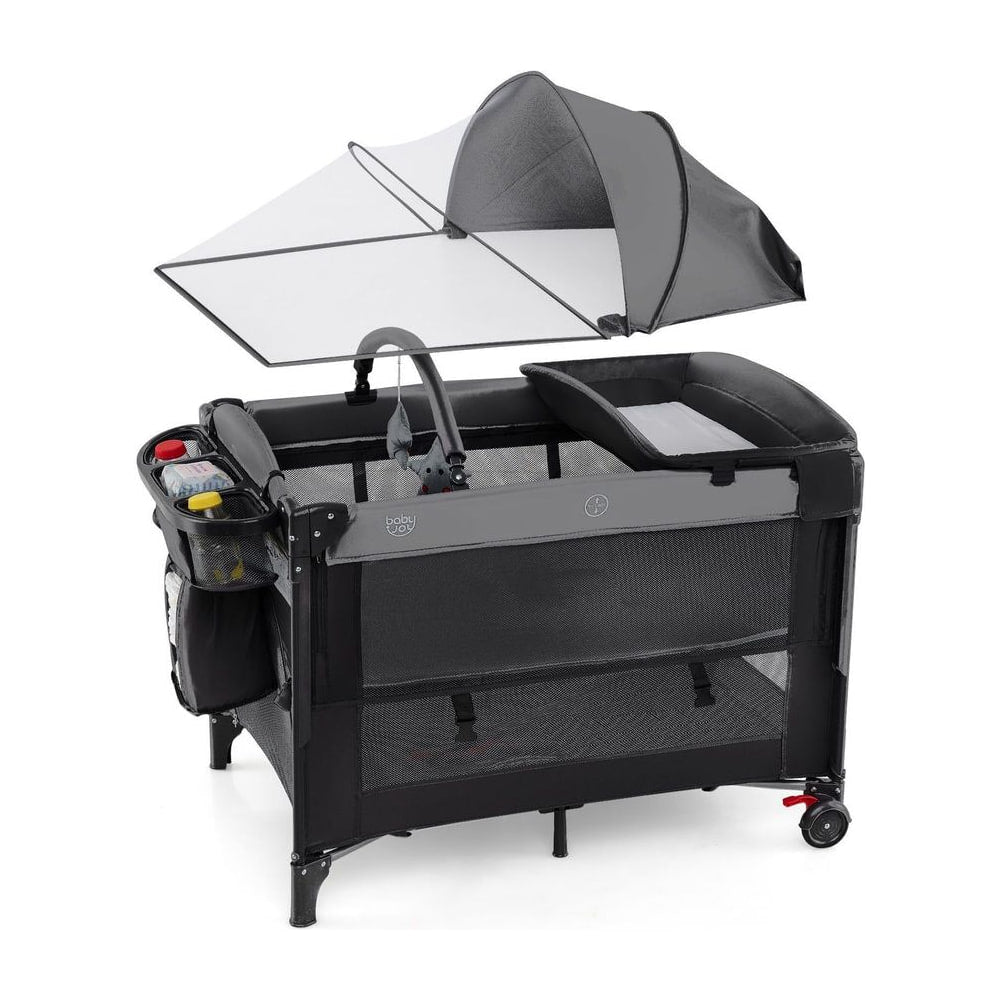 Foldable Pack and Play with canopy and changing table attached