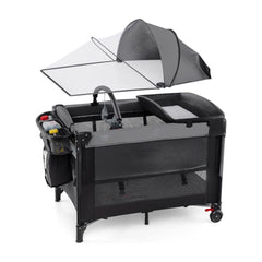 Foldable Pack and Play with canopy and changing table attached