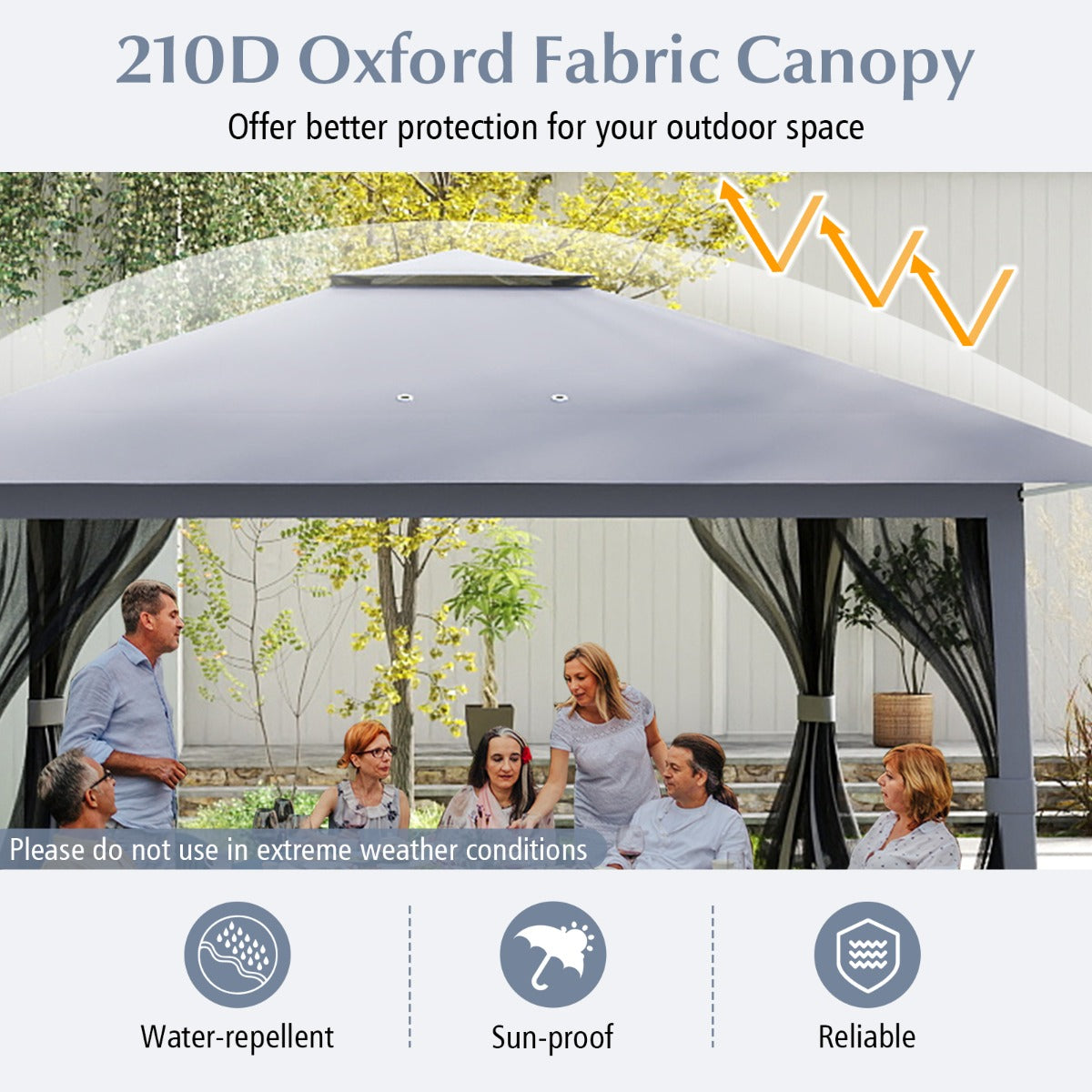 Foldable Canopy Tent with Mesh Netting and Double Roof -Grey