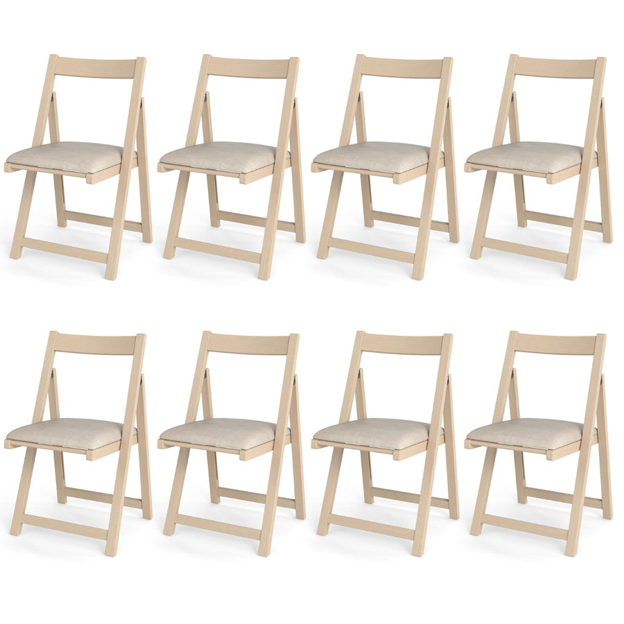 Foldable Dining Chair Set of 8 with Padded Seat and Curved Backrest-Beige