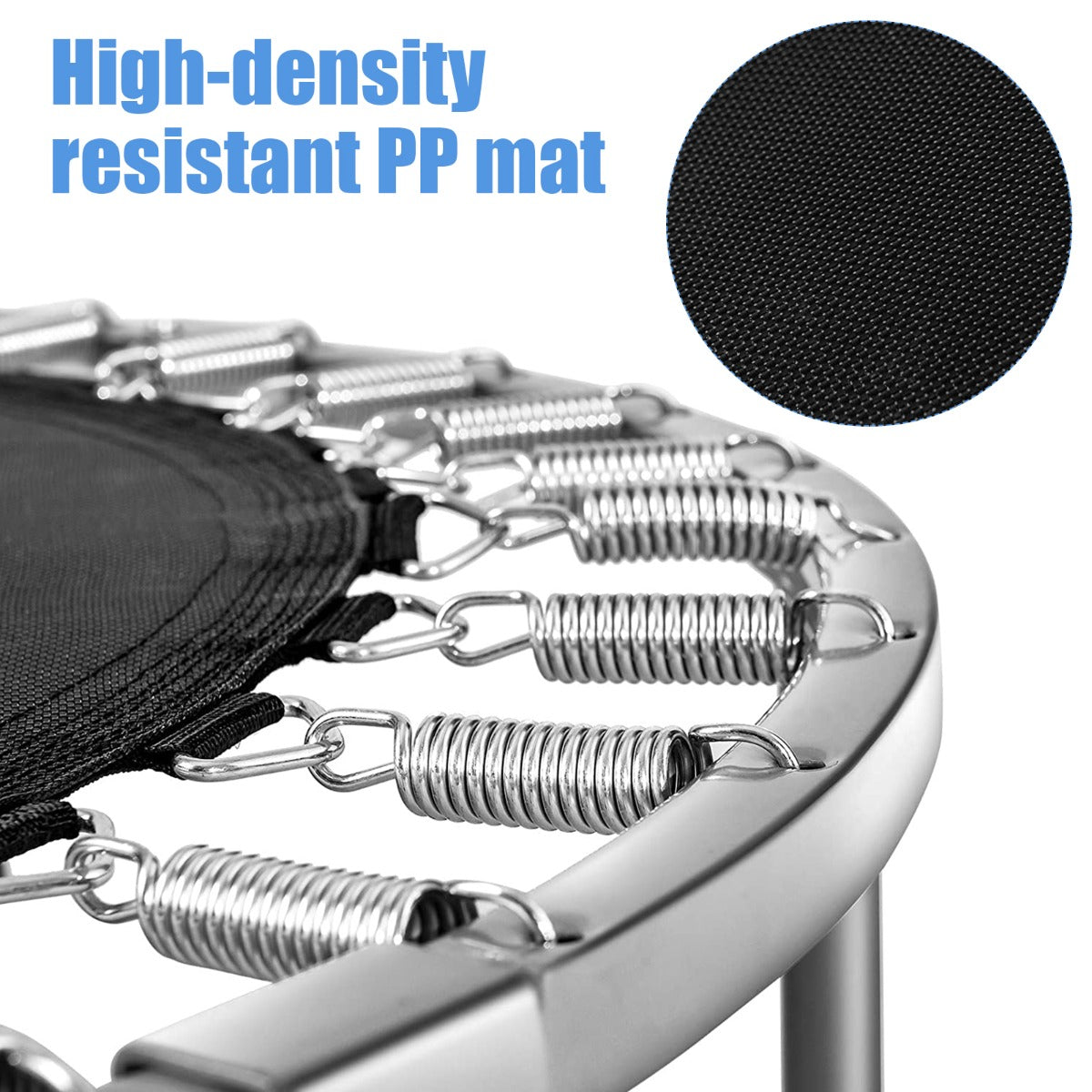 Foldable Mini Trampoline with Springs and Padded Cover-Grey