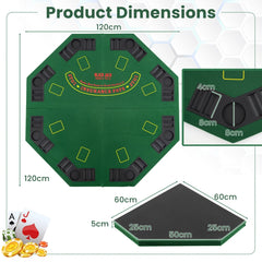 120CM 8-Player Foldable Poker Table Top with Carrying Bag-Green