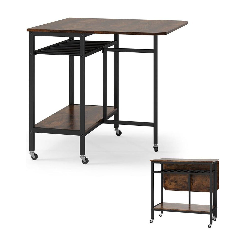 Folding Dining Table shown in both its extended and folded positions on a white background
