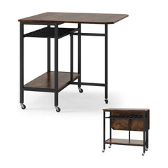 Folding Dining Table shown in both its extended and folded positions on a white background