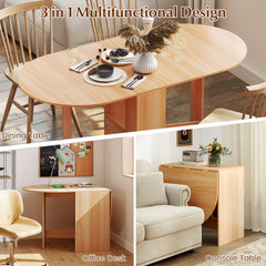 Folding Wooden Multifunctional Dining Table-Natural
