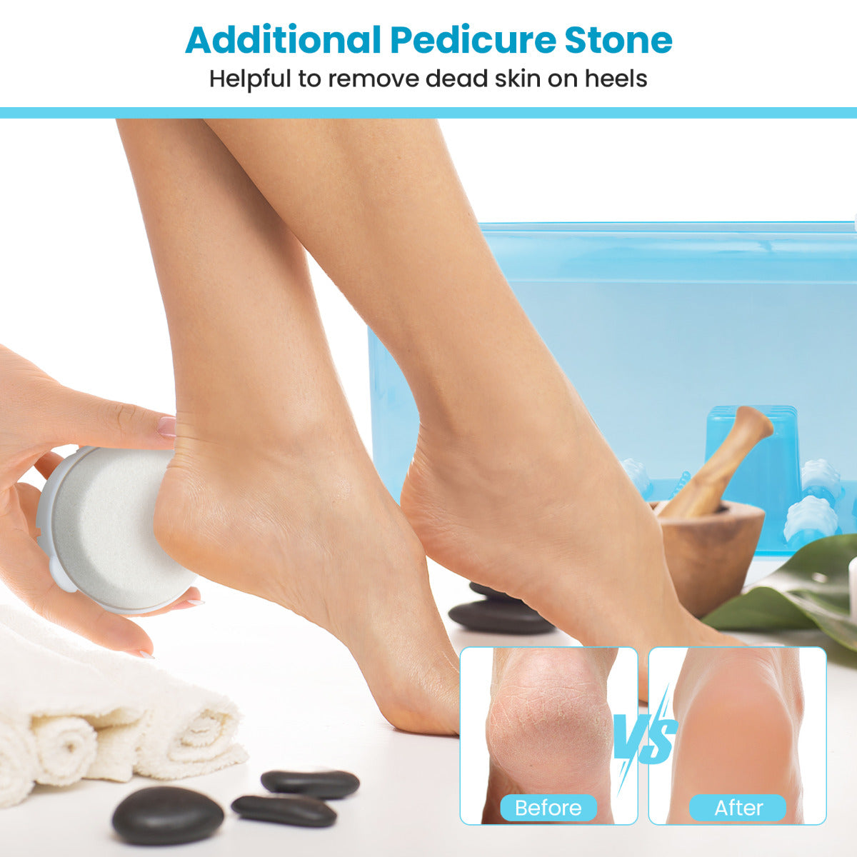 Foot Spa Massager with Removable Pedicure Stone-Blue