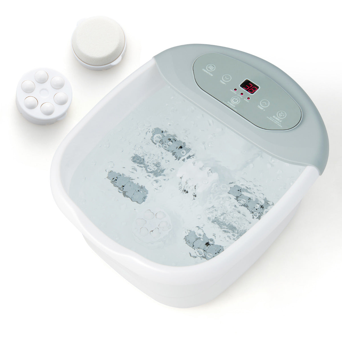 Foot Spa Massager with Removable Pedicure Stone-Grey