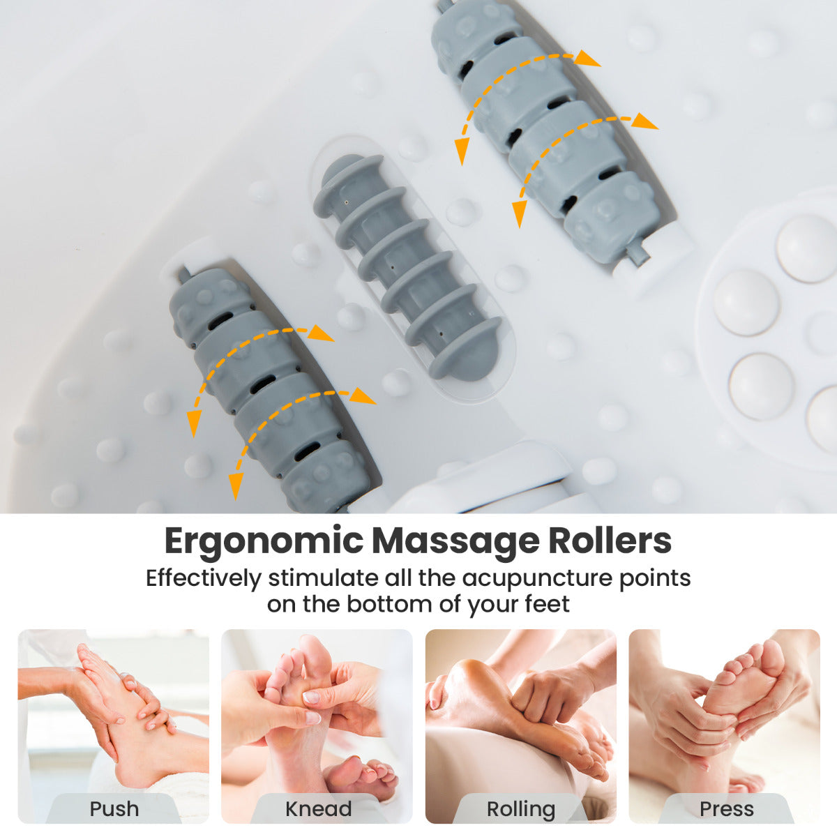 Foot Spa Massager with Removable Pedicure Stone-Grey