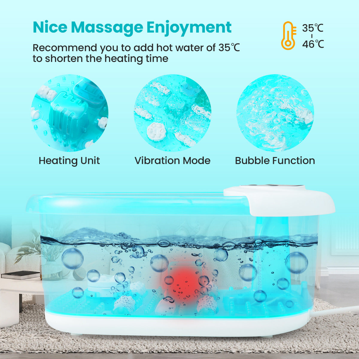 Foot Spa Massager with Removable Pedicure Stone-Lake Blue