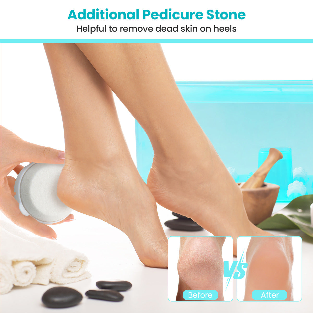 Foot Spa Massager with Removable Pedicure Stone-Lake Blue