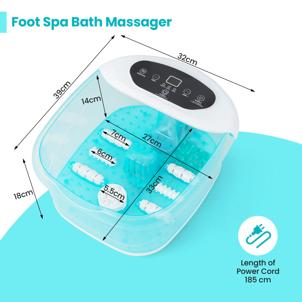 Foot Spa Massager with Removable Pedicure Stone-Lake Blue