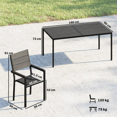 Outsunny 7 Pieces Outdoor Dining Set, Patio Table and Chairs for 6, Garden Dining Furniture Set with Slatted Tabletop