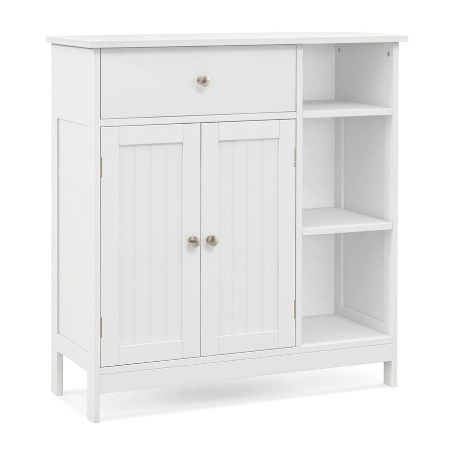 Freestanding Kitchen Bathroom Floor Cabinet Cupboard Storage Organizer-White