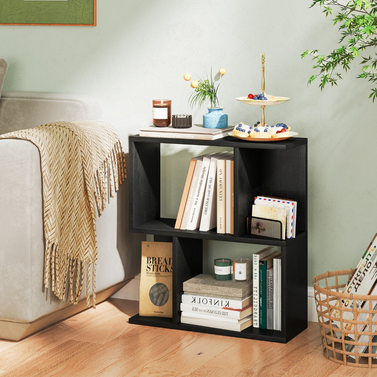 3-Tier Freestanding Bookshelf for Home Office-Black