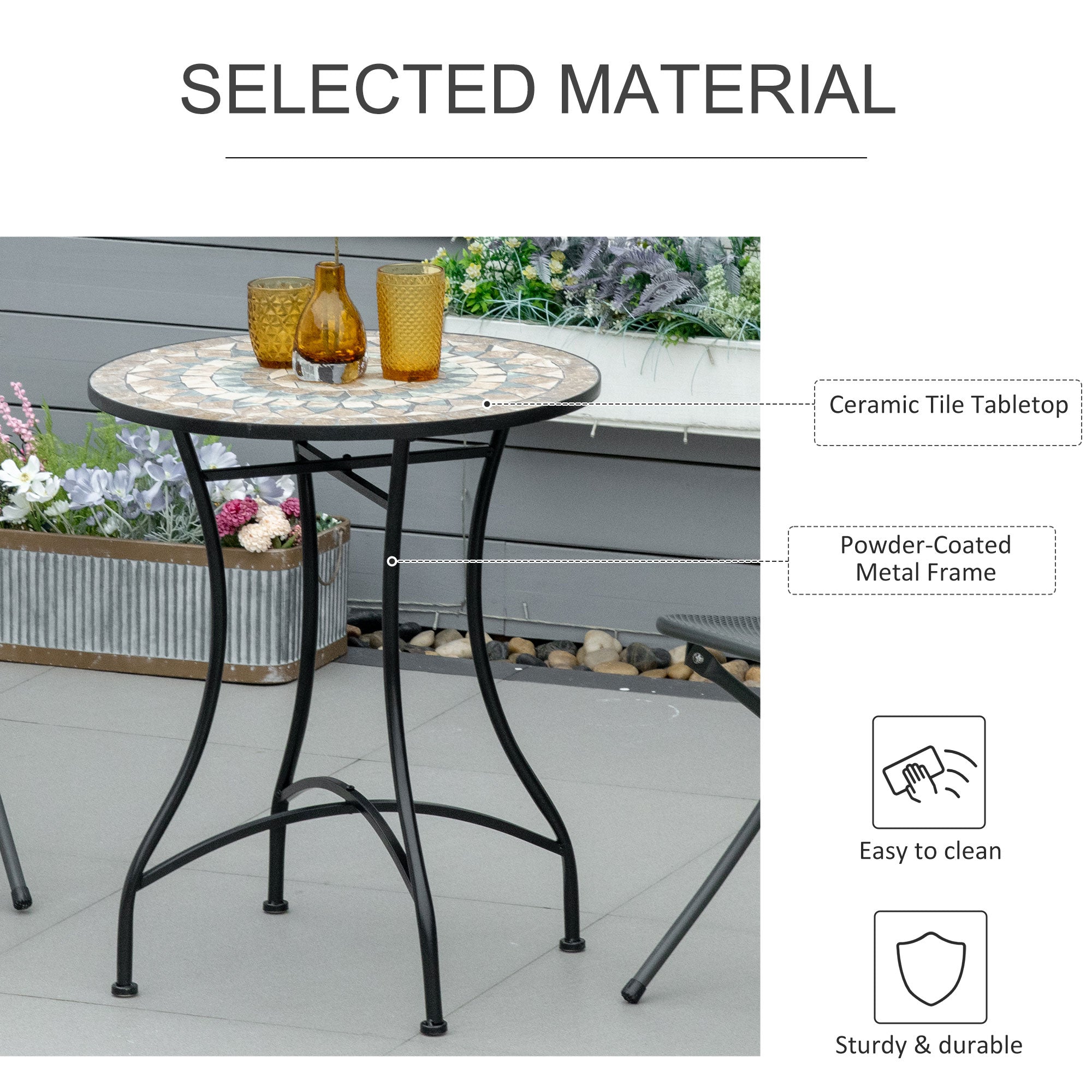 Outsunny 60cm Mosaic Outdoor Patio Table - Green