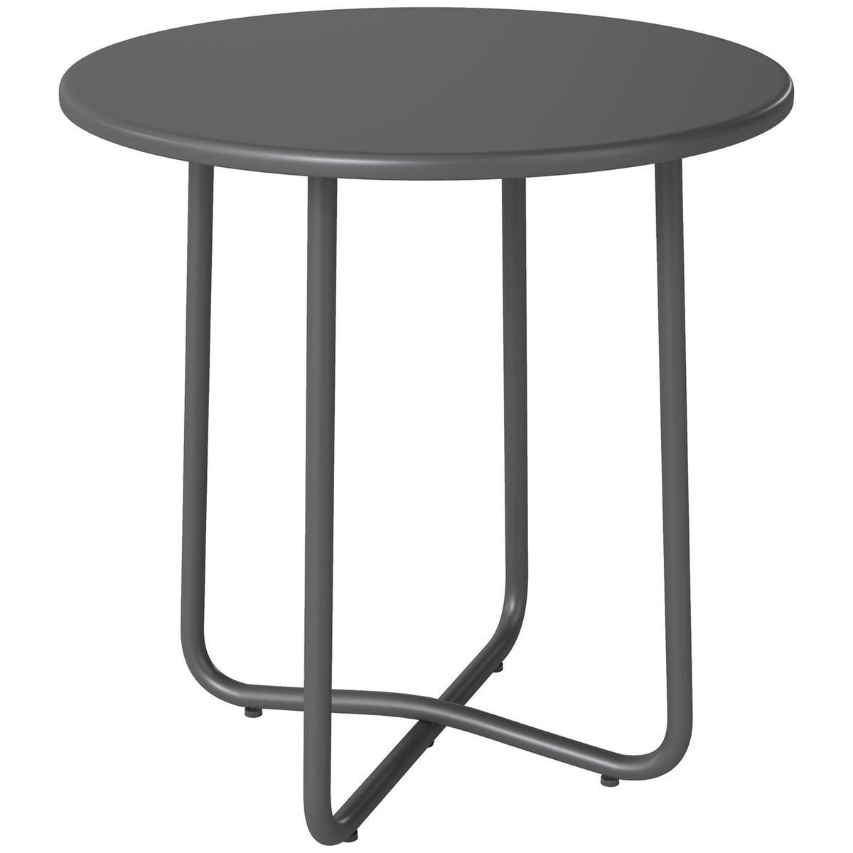 Outsunny 48 cm Round Garden Side Table, Small Metal Outdoor Garden Table with Rolled Edge, Dark Grey